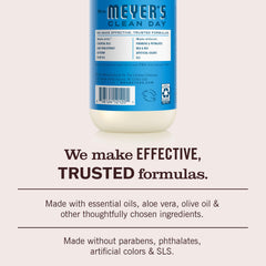 Mrs. MEYER'S bottle label detail showing ingredients and garden-inspired blueberry scent