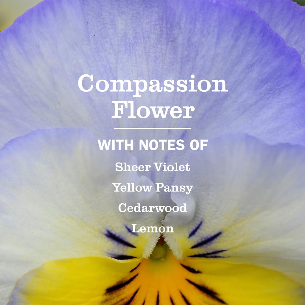 Mrs. Meyer's pump close-up on Compassion Flower bottle highlighting easy dispensing and durable pump