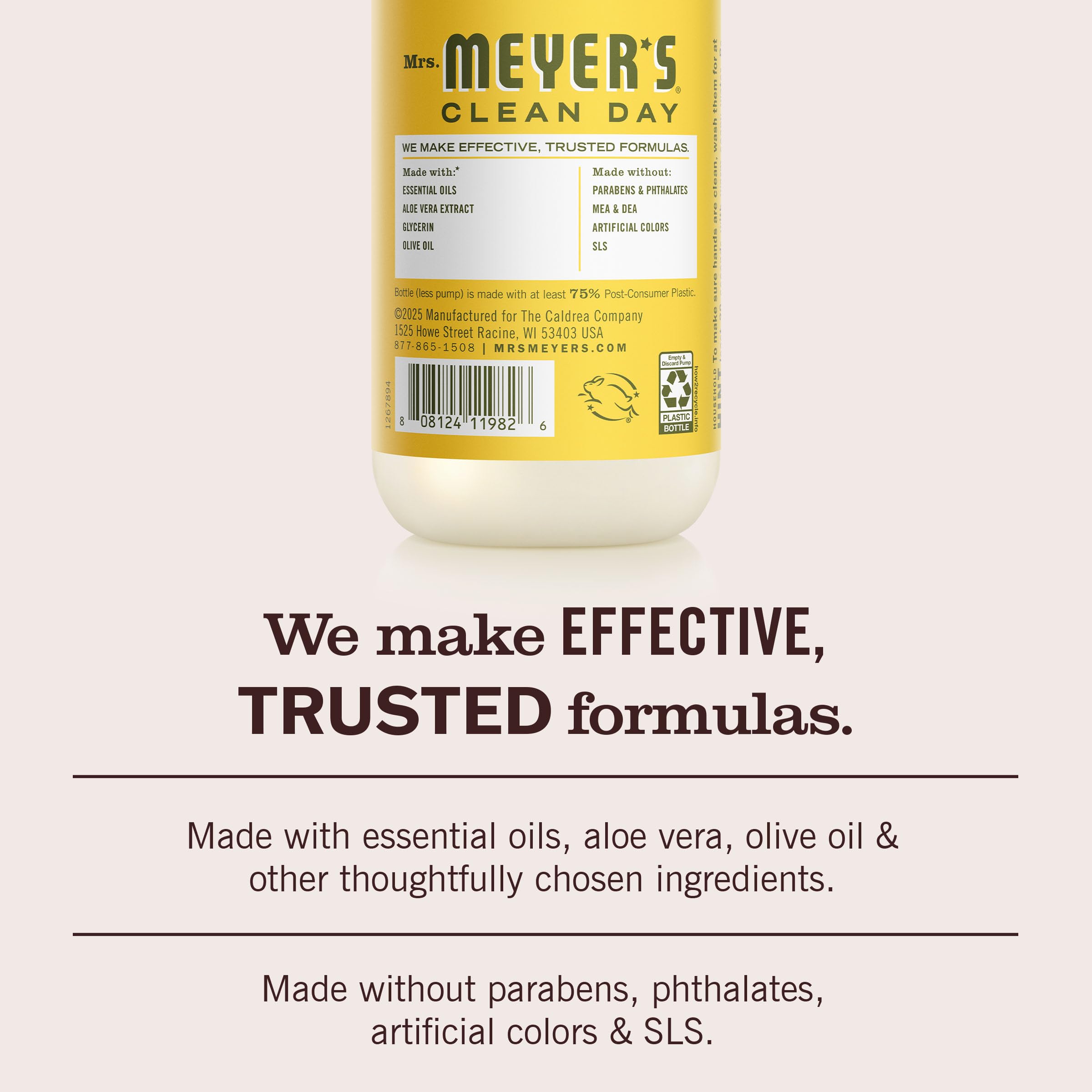 Mrs. MEYER'S foam in hand showing gentle lather and moisturized feel