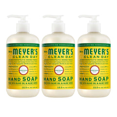 Mrs. MEYER'S front packaging showing honeysuckle scent and tidy label benefits