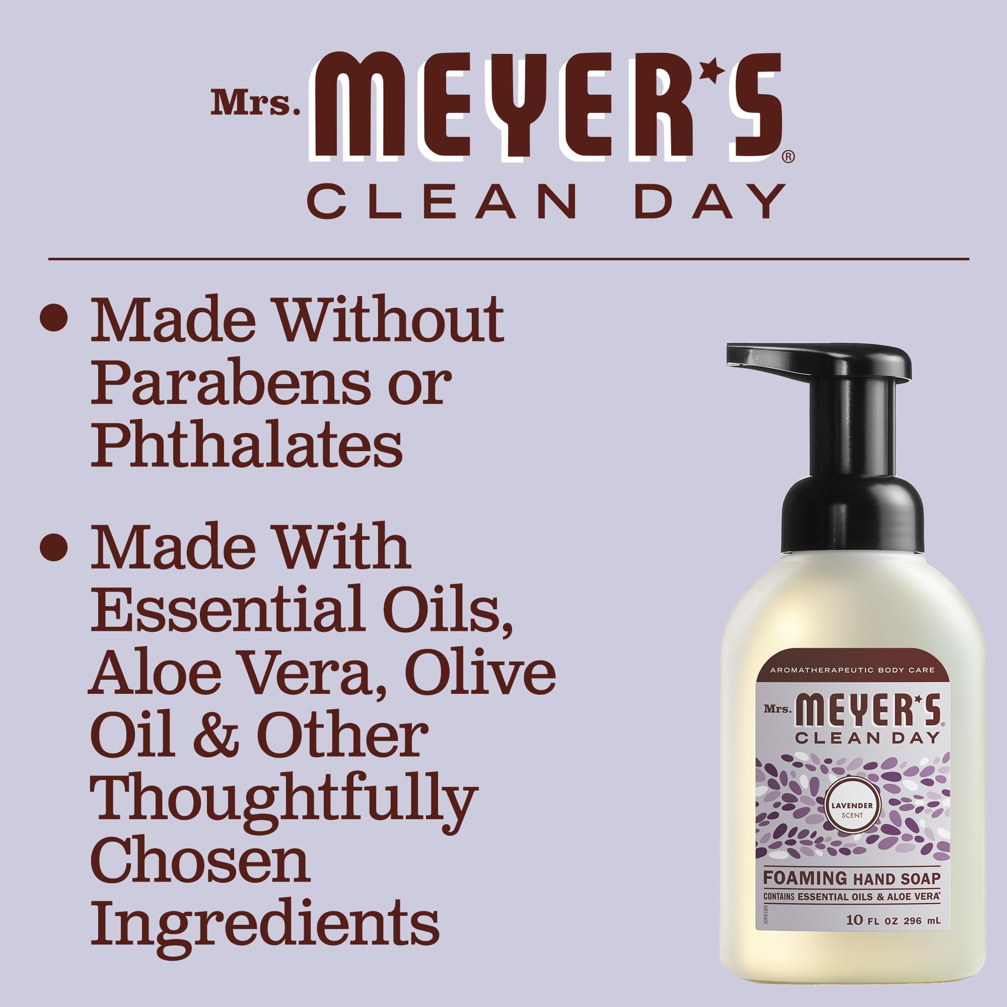 Mrs. MEYER'S bottle on bathroom counter showing attractive scent atmosphere benefit
