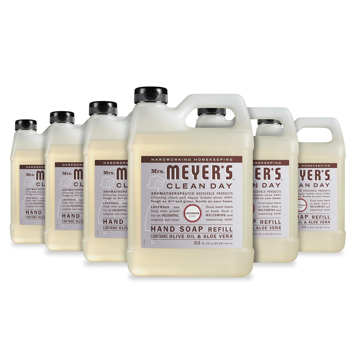 Mrs. MEYER'S front packaging showing lavender refill and clear label benefits