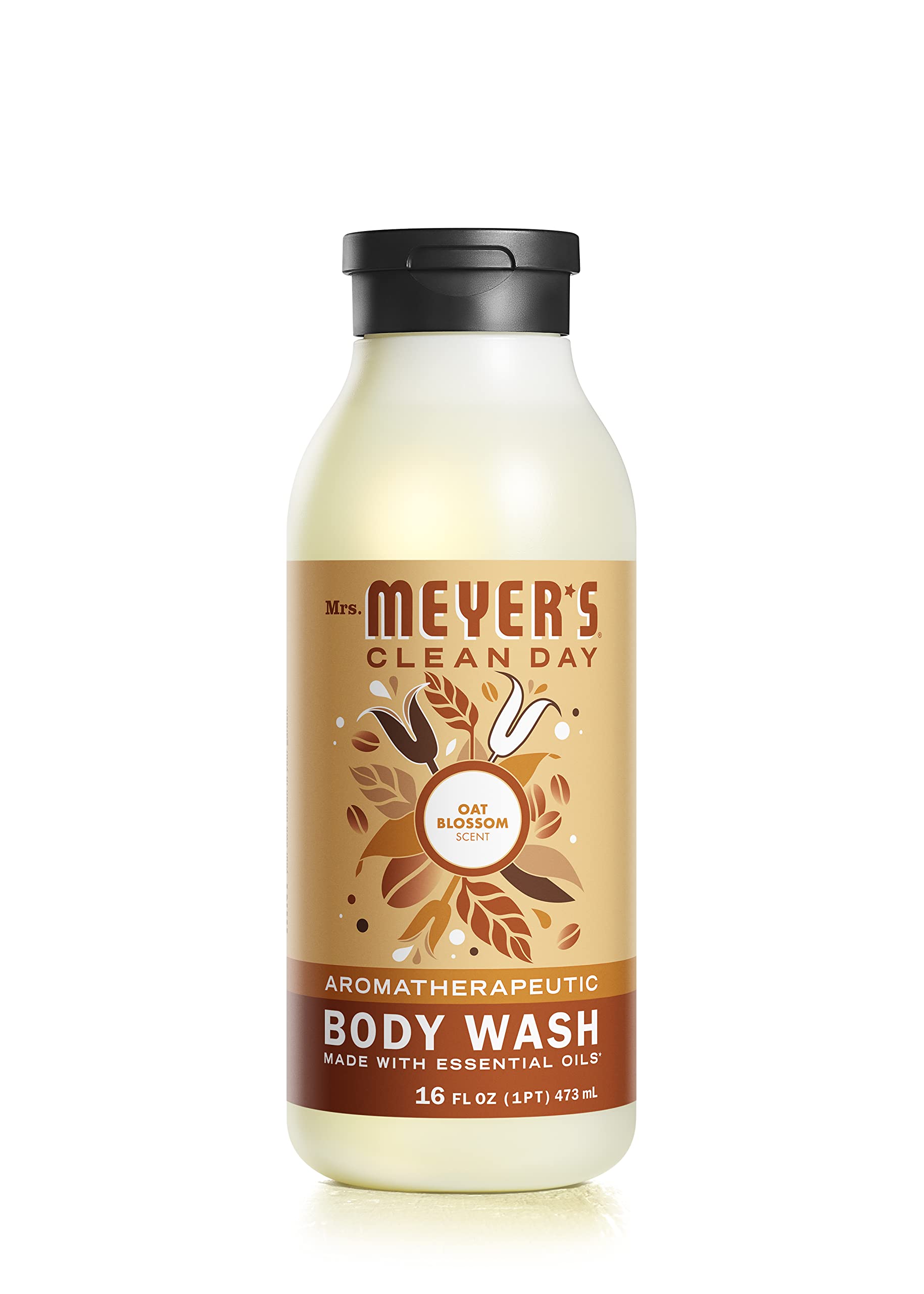 Mrs. Meyer's oat blossom front label showing product name and size, clear benefit