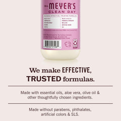 Mrs. Meyer's bottle label detail highlighting ingredients and scent notes