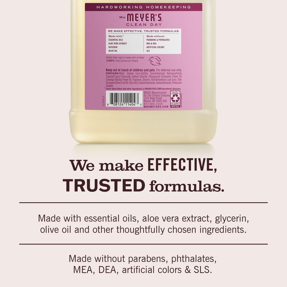 Mrs. Meyer's peony soap lather on hands demonstrating gentle moisturizing benefit