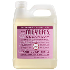 Mrs. Meyer's peony refill front label showing product name and size benefit