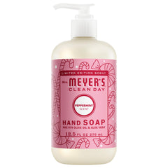Mrs. Meyer's front bottle showing peppermint scent and clean design benefit