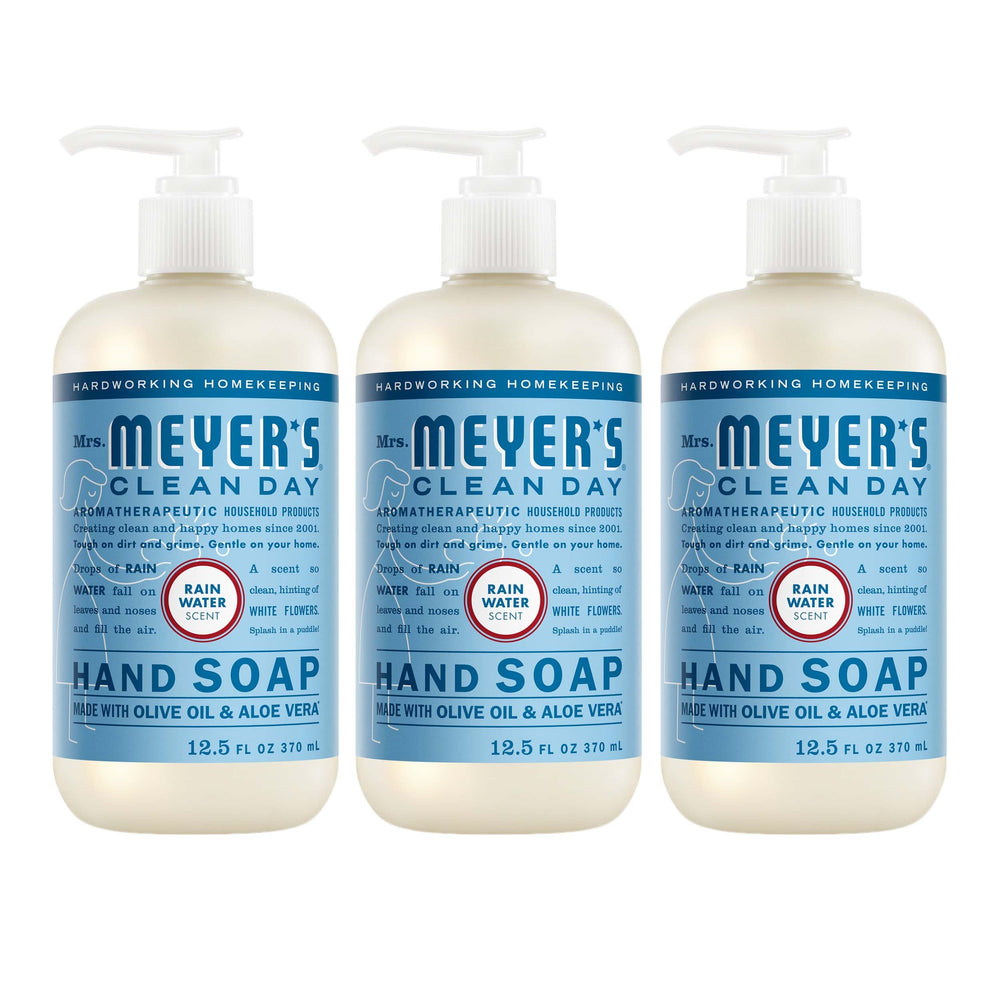 Mrs. MEYER'S front packaging three-bottle set showing neat storage benefit