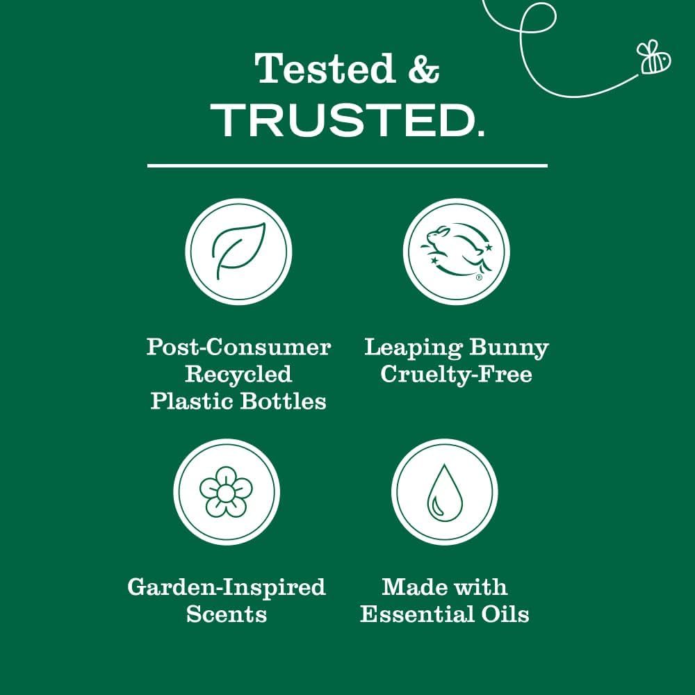 Mrs. MEYER'S back label showing ingredients and recycled bottle information