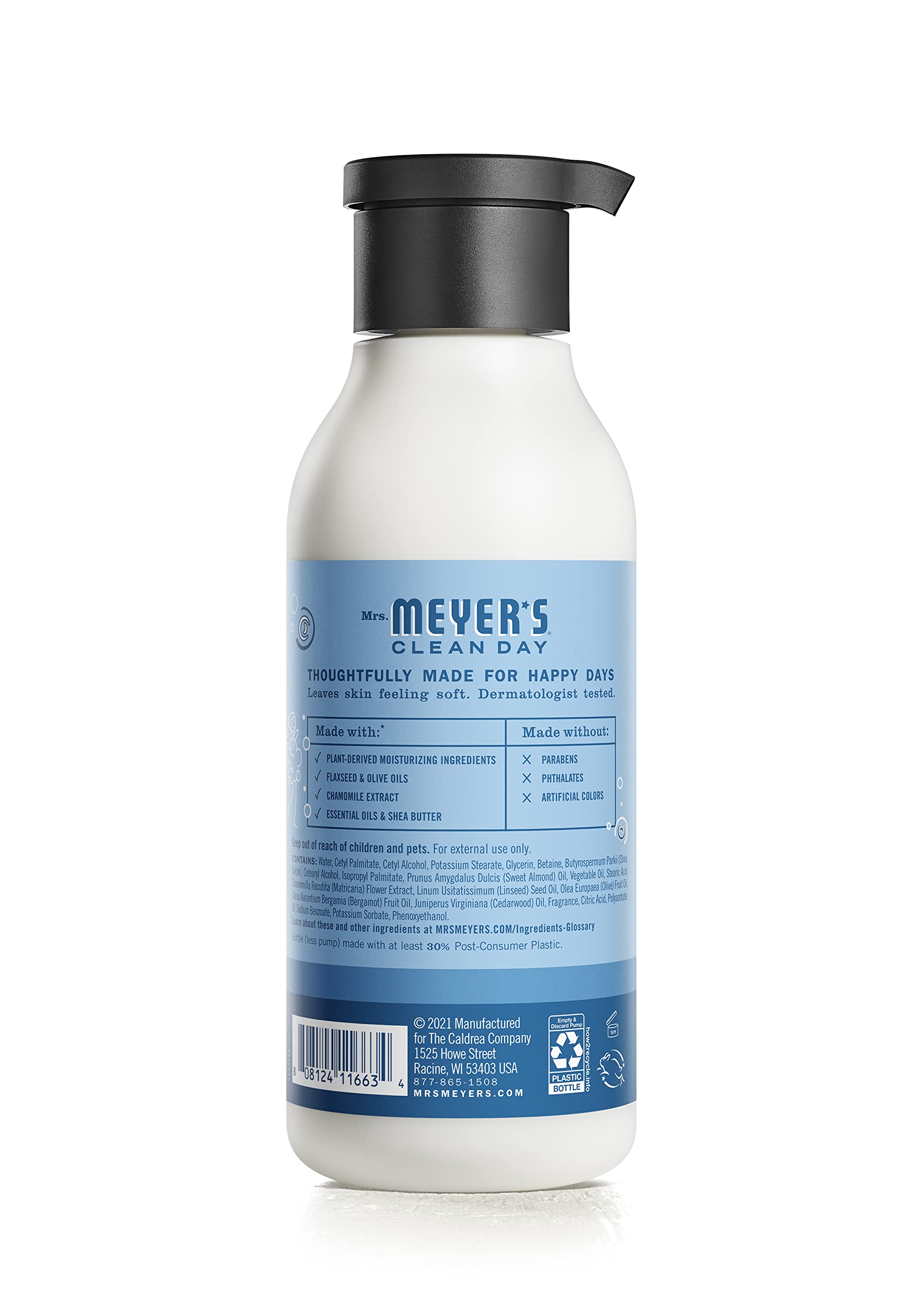 Mrs. MEYER'S lotion texture close-up showing creamy spreadability and fast absorption