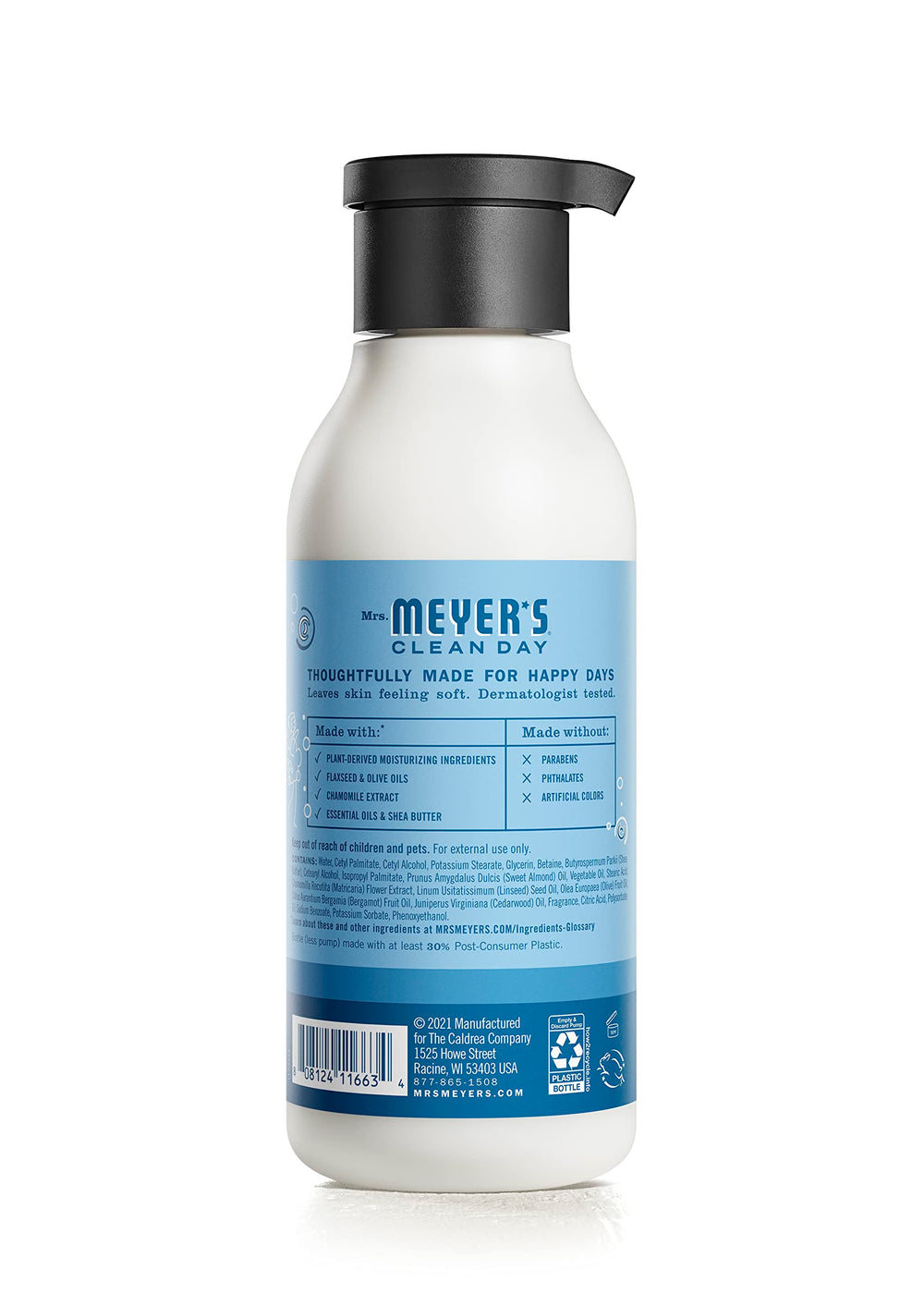 Mrs. MEYER'S lotion texture close-up showing creamy spreadability and fast absorption