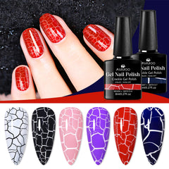 MSRUIOO applying crackle gel on nail with brush for easy DIY styling