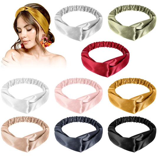 MTLEE front view of nine classic color headwraps showing variety and convenience