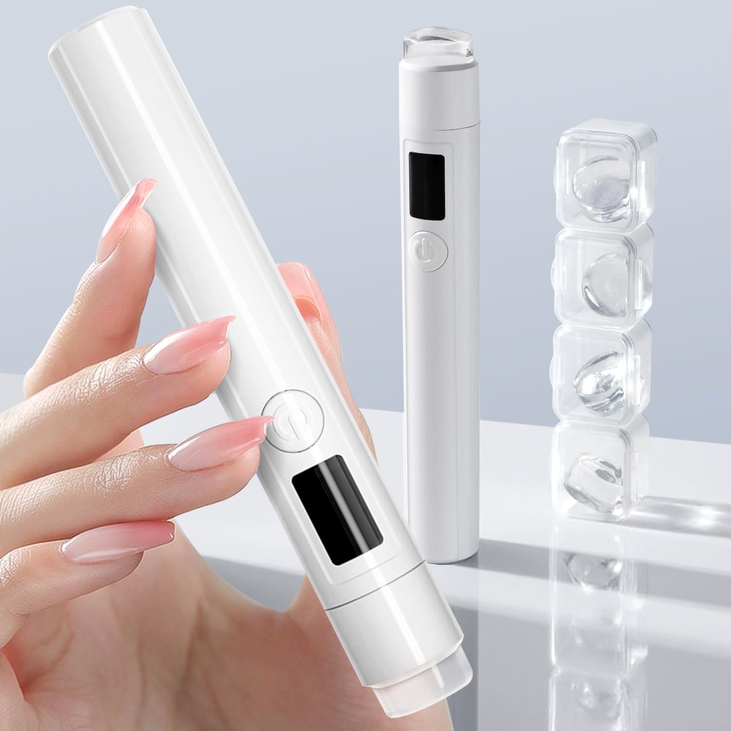 MUCOOS mini UV lamp front view showing compact design and quick curing