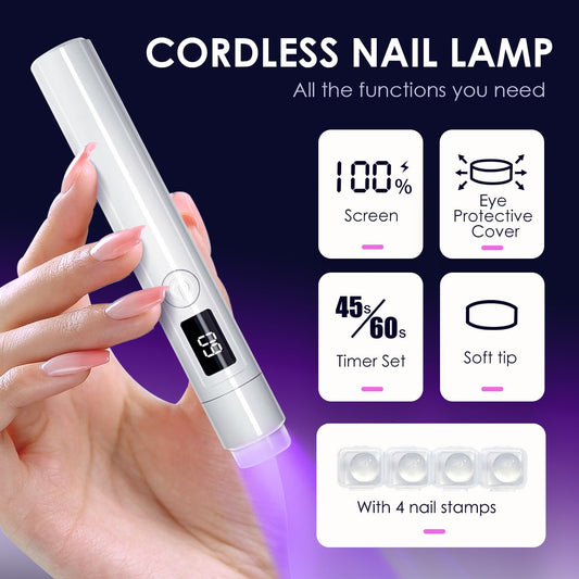 MUCOOS mini LED display showing timer and battery for precise cures