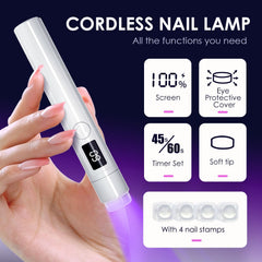 MUCOOS mini LED display showing timer and battery for precise cures