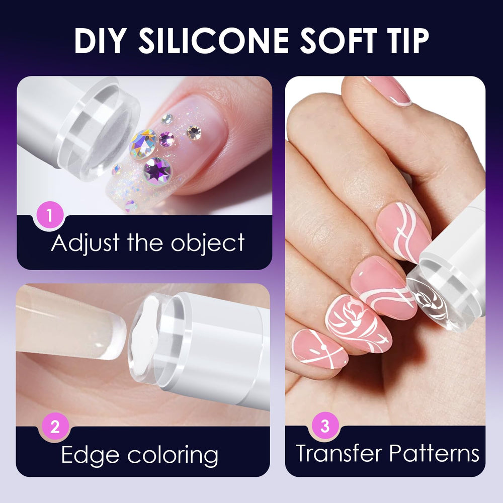 MUCOOS silicone heads kit displayed for precise nail art techniques