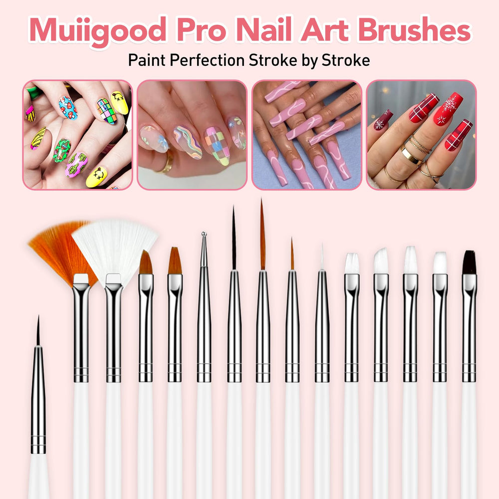 MUIIGOOD close-up of brush tips showing precise bristles for fine-detail work