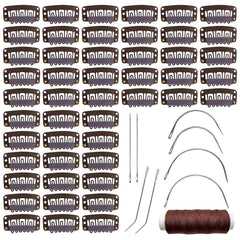 MUIIGOOD front view of brown 50-piece clip kit showing quantity benefit