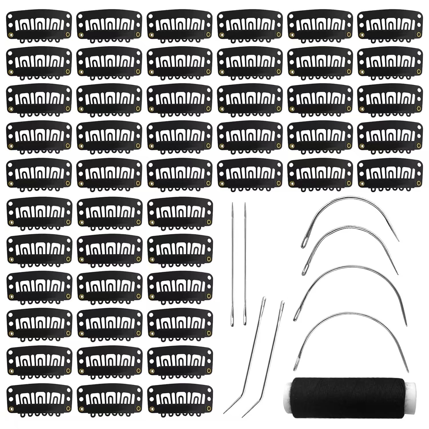 MUIIGOOD front view of 50 black snap clips kit showing contents and convenience