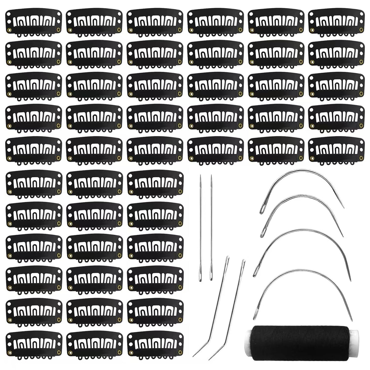 MUIIGOOD front view of 50 black snap clips kit showing contents and convenience
