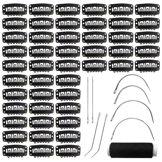MUIIGOOD front view of 50 black snap clips kit showing contents and convenience