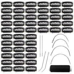 MUIIGOOD front view of 50 black snap clips kit showing contents and convenience