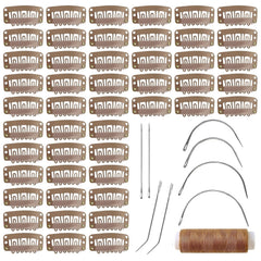 MUIIGOOD front view of 50 light brown clips showing kit contents and convenience
