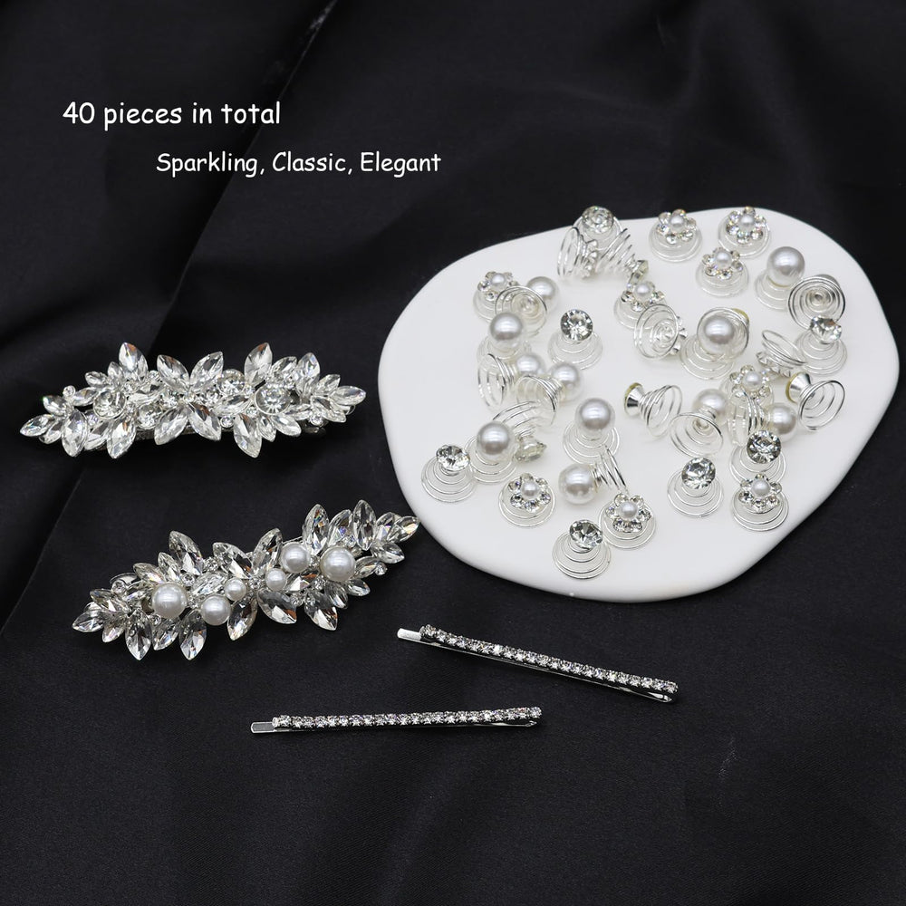 Mulzile hairpins styled in bridal updo adding sparkle and elegant finish to ceremony look