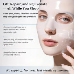 MUQIAN Rosemine mask applied on model at night demonstrating lifting effect