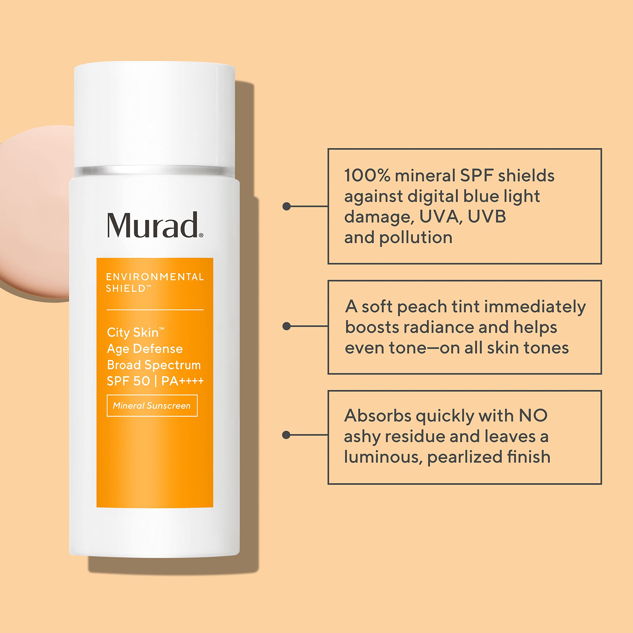 Murad texture close-up of sunscreen cream emphasizing fast absorption benefit