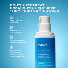 Murad close-up label highlighting key acids for targeted pore clearing