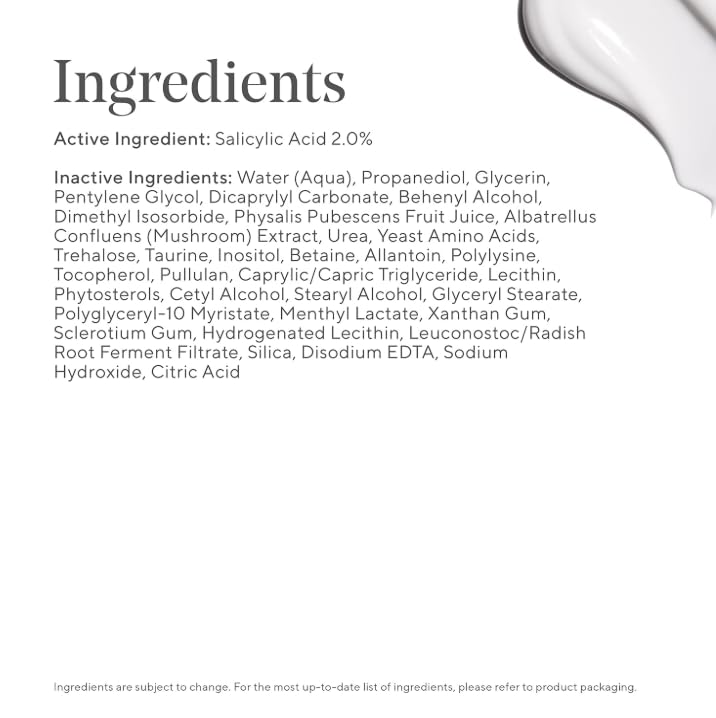 Murad ingredient panel highlighting salicylic acid and soothing components
