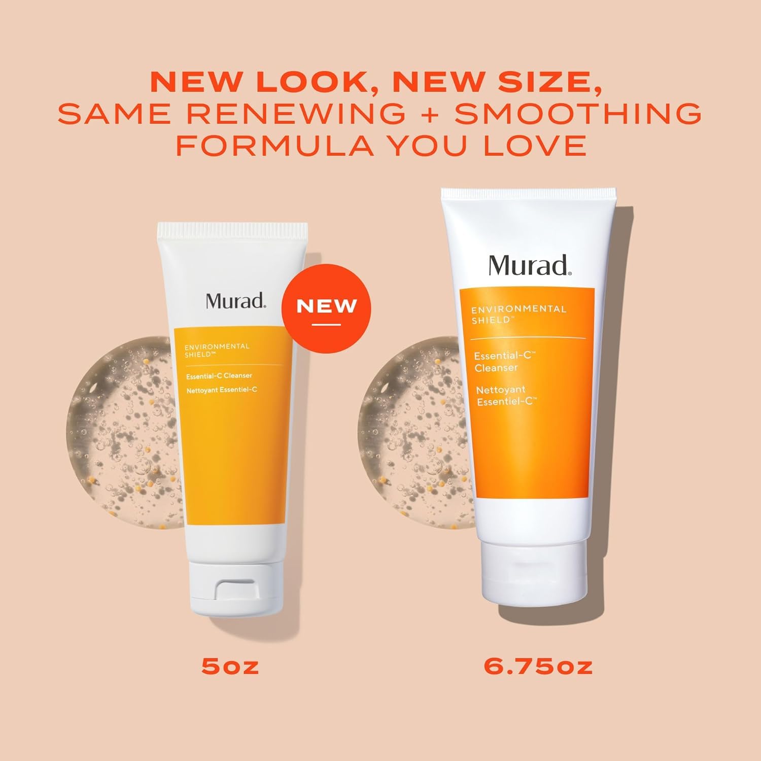 Murad bottle beside ruler showing 5.0 fl oz scale and portability