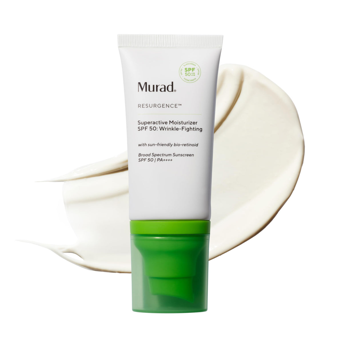 Murad front packaging showing SPF 50 and wrinkle-fighting benefits