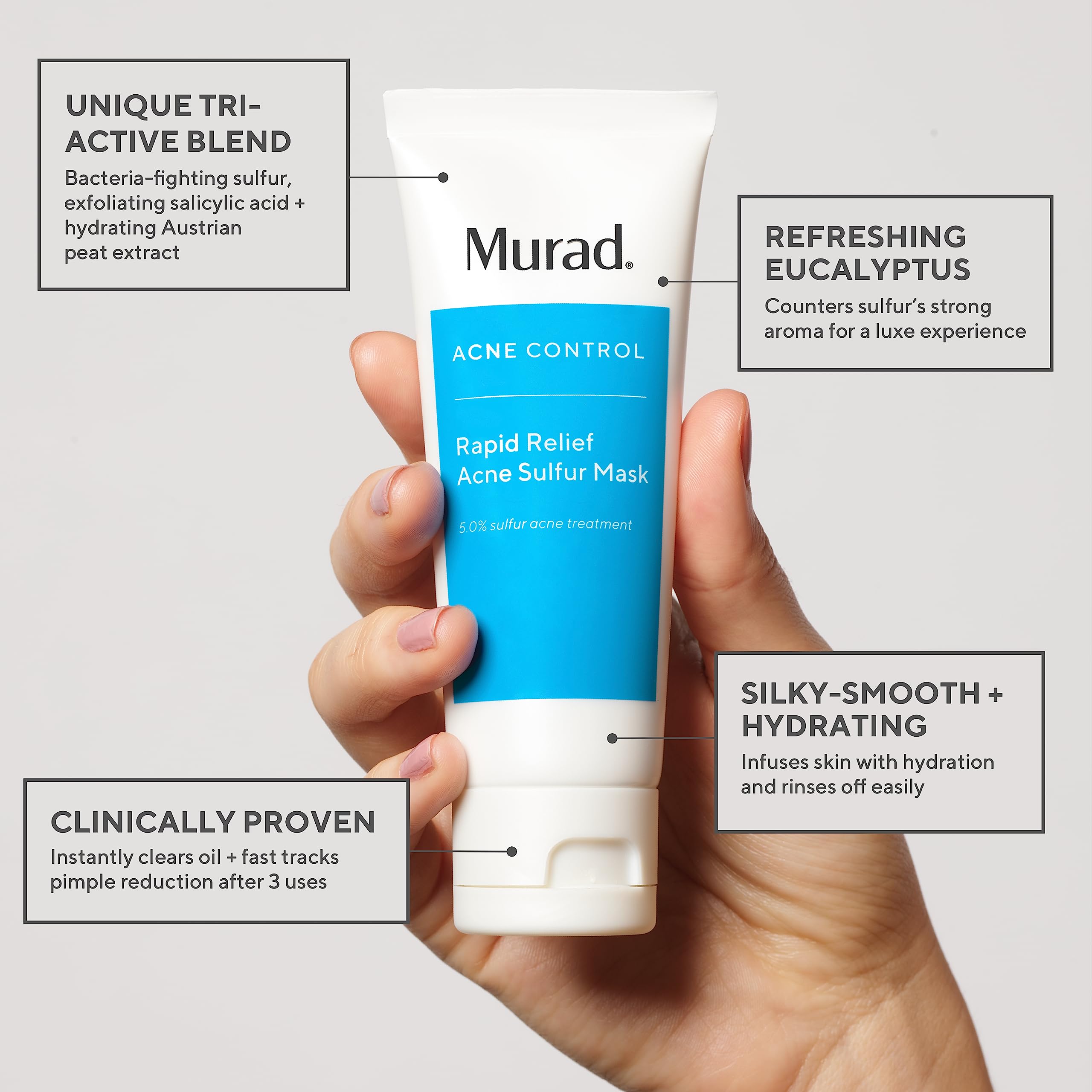 Murad ingredient label with Austrian peat and sulfur listed, shows ingredient transparency