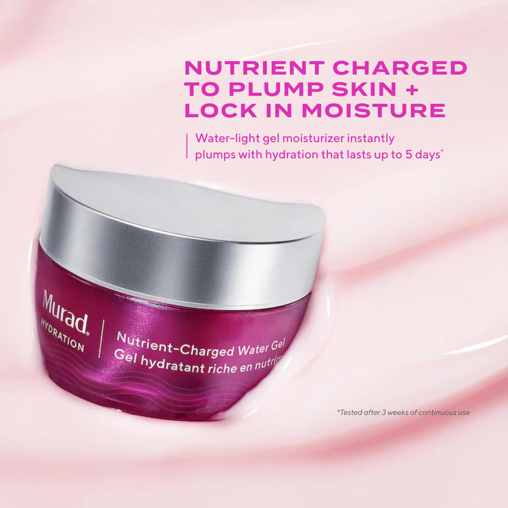 Murad gel texture close-up showing lightweight clarity and smooth spreadability