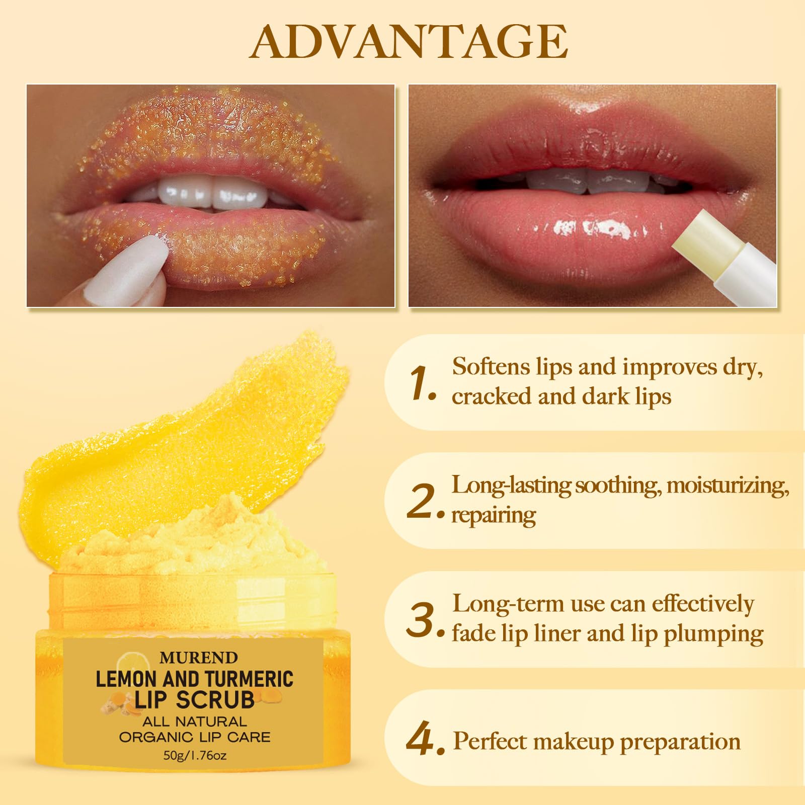 MUREND turmeric lip balm twisted up for easy application and long-lasting hydration