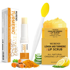 MUREND front packaging showing full turmeric lip care kit and clear usage benefit