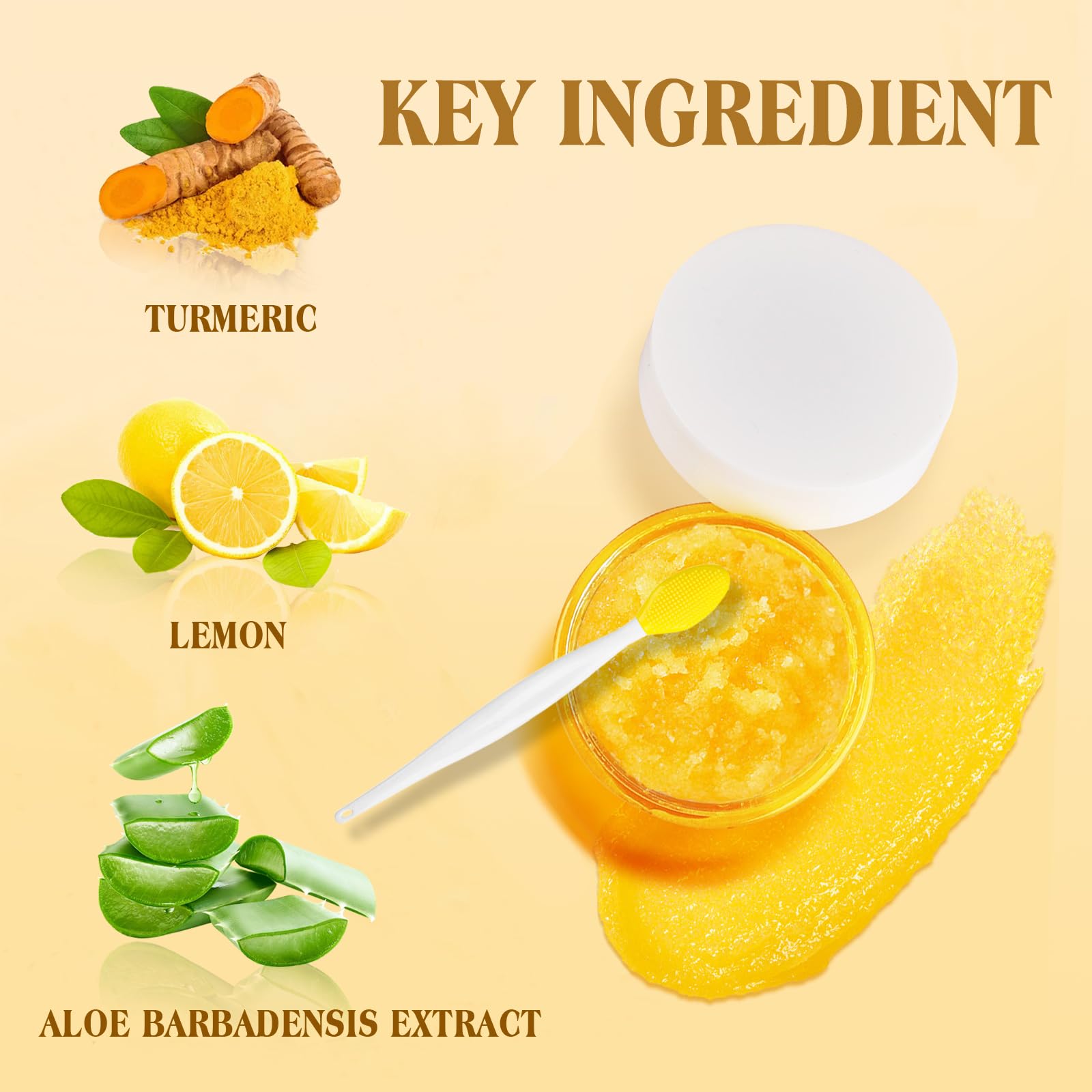 MUREND close-up of turmeric lemon sugar scrub texture showing gentle exfoliating grains