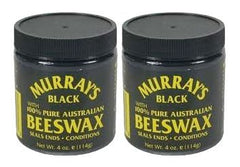 Murray's black beeswax 4 oz tin front view showing label and compact pack benefit
