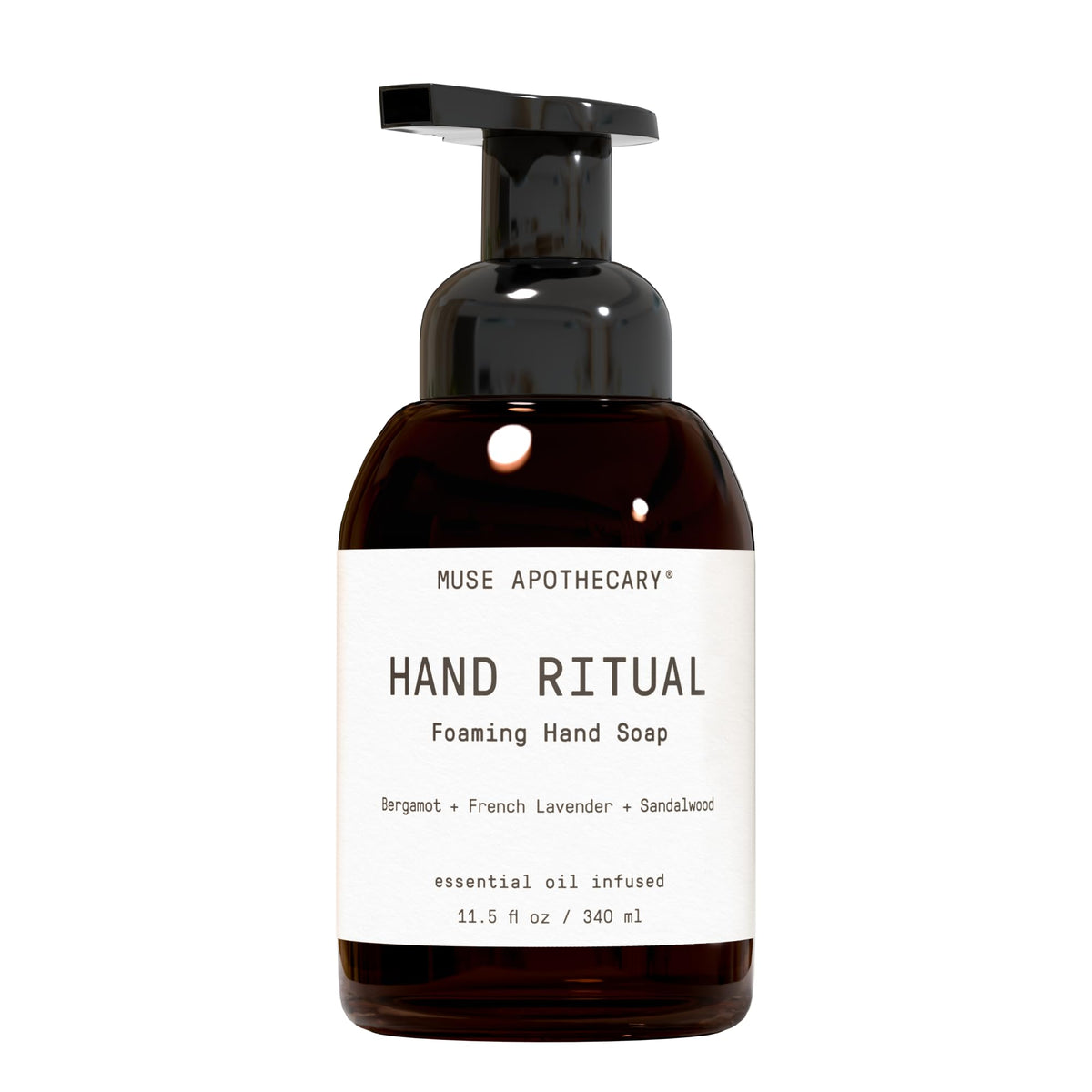 Muse Apothecary front bottle showing elegant label and calming scent benefit