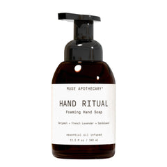 Muse Apothecary front bottle showing elegant label and calming scent benefit