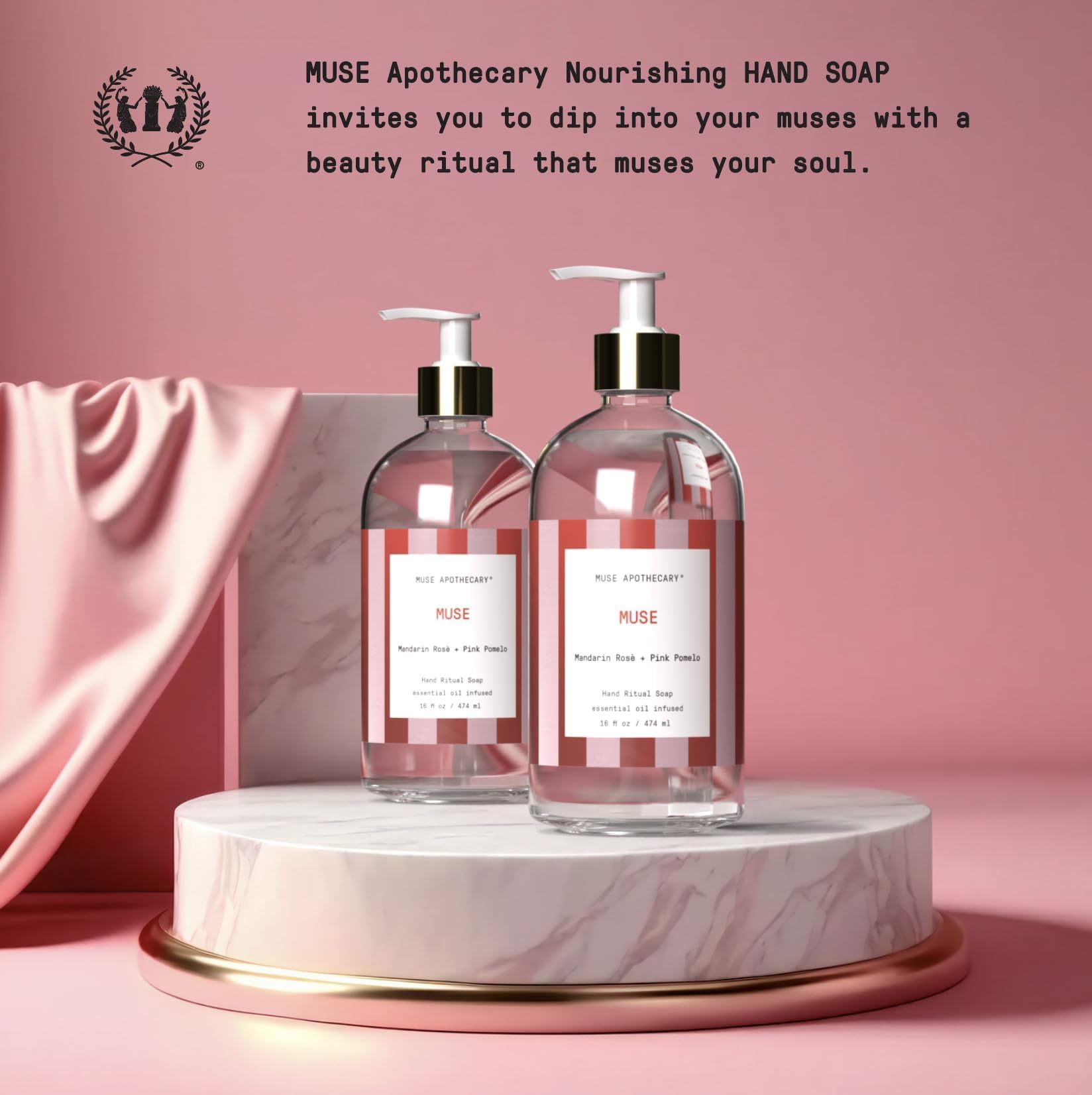 Muse Apothecary pump dispenser close-up for easy, mess-free one-handed use