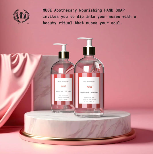 Muse Apothecary pump dispenser close-up for easy, mess-free one-handed use