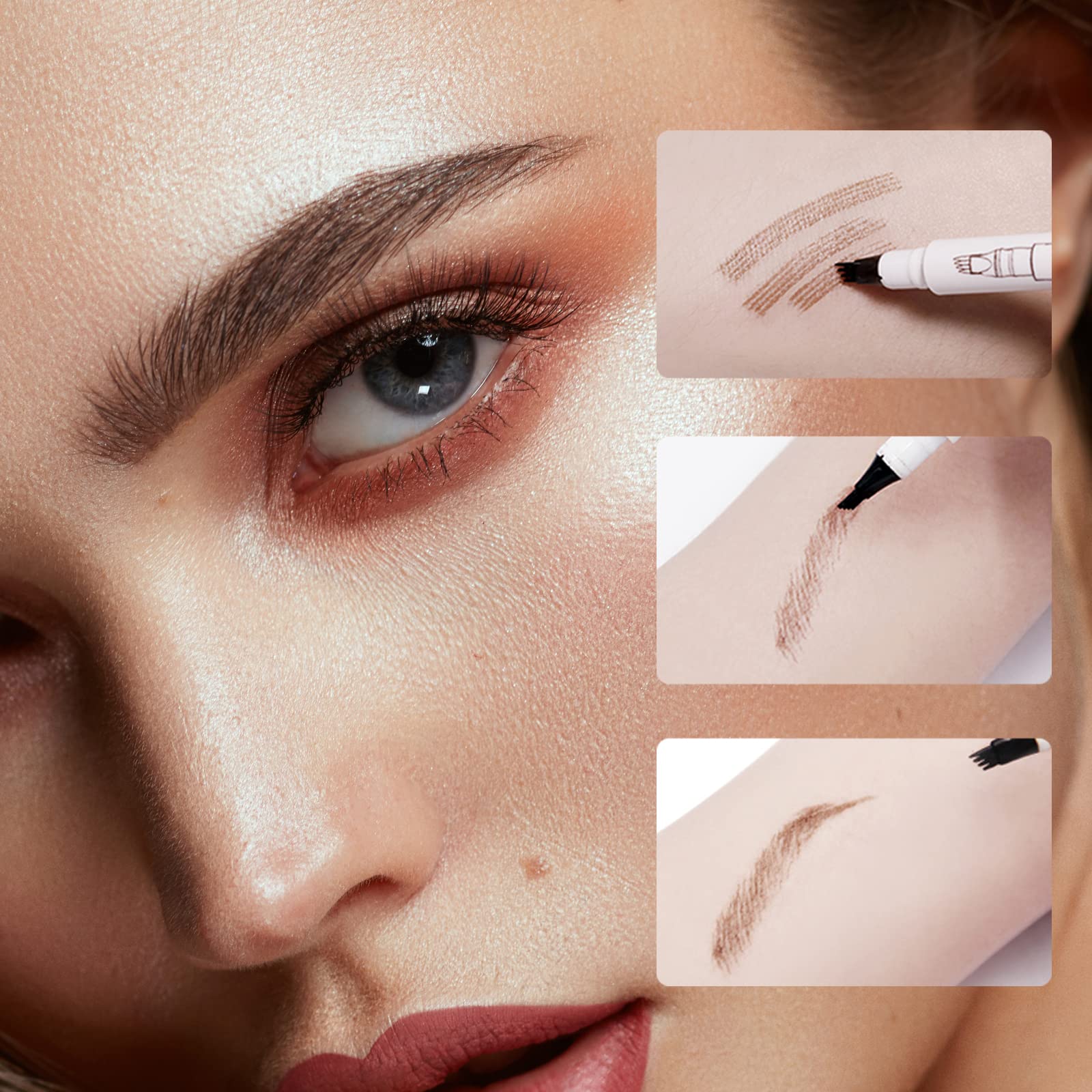 Music Flower before and after eyebrow fill showing defined natural brows