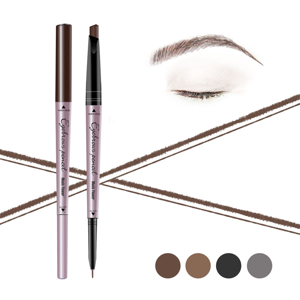 Music Flower front view of double-ended eyebrow pencil showing dual tips benefit