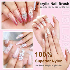 MUSILAN brushes applying acrylic on nail tips for precise extension benefit