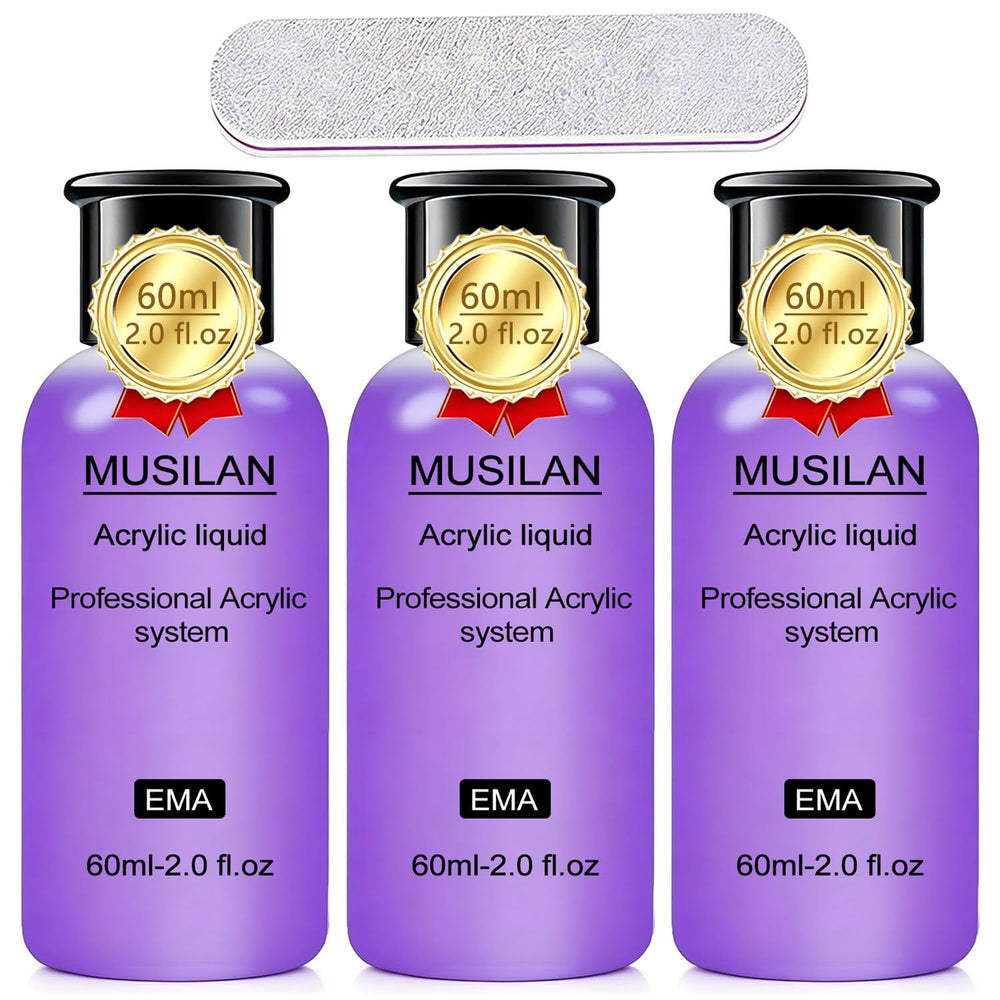 MUSILAN front bottle showing clear monomer and readable label for quick identification