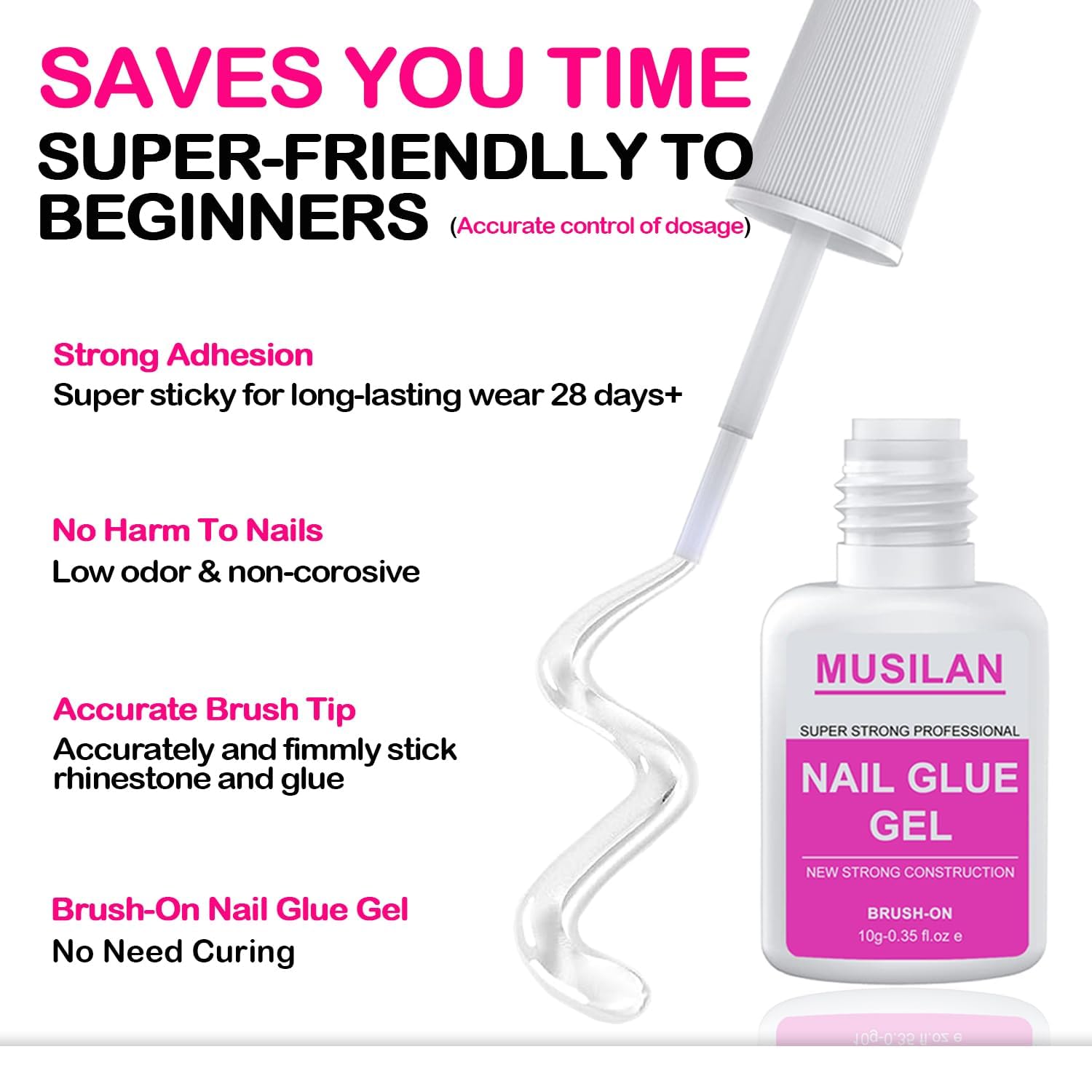 MUSILAN glue texture close-up illustrating smooth quick-dry formula
